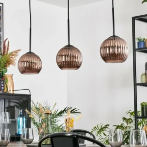 hofstein Koyoto Suspension, Boule lumineuse, Suspension Cuivré, 3 lumières* Lampes Modernes
