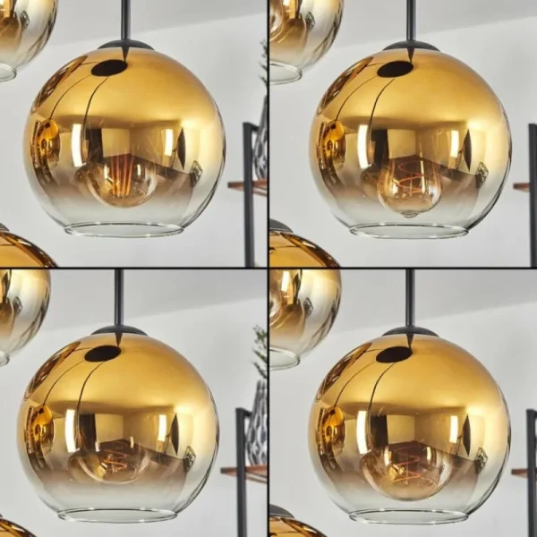 hofstein Koyoto Suspension, Boule lumineuse Or, Clair, 4 lumières* Lampes En Verre