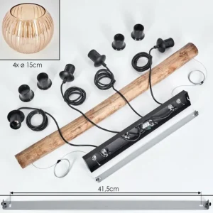 hofstein Koyoto Suspension, Boule lumineuse, Suspension Écru, Noir, 4 lumières* Lampes Modernes