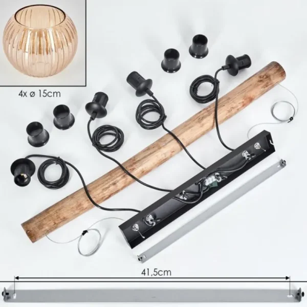 hofstein Koyoto Suspension, Boule lumineuse, Suspension Écru, Noir, 4 lumières* Lampes Modernes
