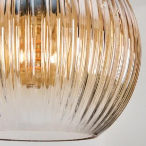 hofstein Koyoto Suspension, Boule lumineuse, Suspension Ambre, Clair, Fumé, 3 lumières* Lampes Modernes