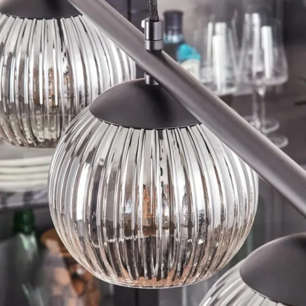 hofstein Koyoto Suspension, Boule lumineuse, Suspension Clair, Fumé, 4 lumières* Lampes Modernes