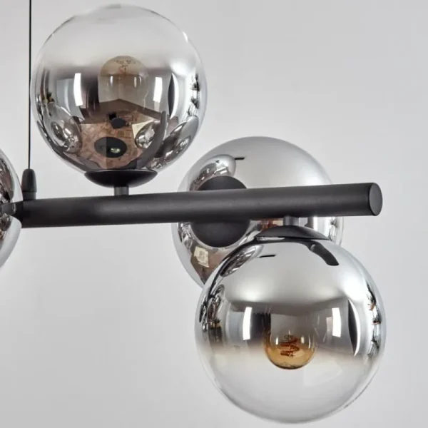 hofstein Koyoto Suspension, Boule lumineuse, Suspension Chrome, Clair, Fumé, 8 lumières* Lampes Modernes