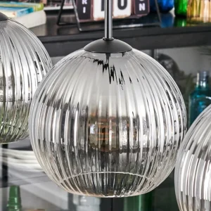 hofstein Koyoto Suspension, Boule lumineuse, Suspension Clair, Fumé, 3 lumières* Lampes Modernes