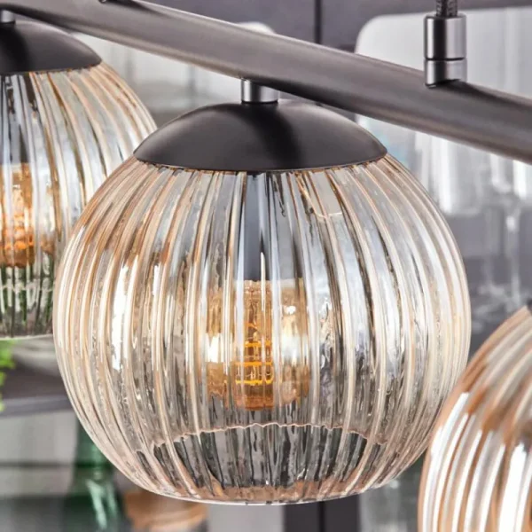 hofstein Koyoto Suspension, Boule lumineuse, Suspension Ambre, Clair, 3 lumières* Lampes Modernes