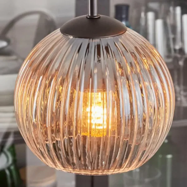 hofstein Koyoto Suspension, Boule lumineuse, Suspension Ambre, Clair, 4 lumières* Lampes Modernes