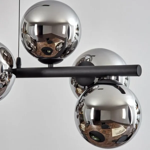 hofstein Koyoto Suspension, Boule lumineuse, Suspension Chrome, Fumé, 8 lumières* Lampes Modernes