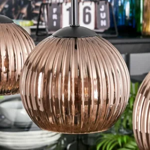 hofstein Koyoto Suspension, Boule lumineuse, Suspension Cuivré, 3 lumières* Lampes Modernes