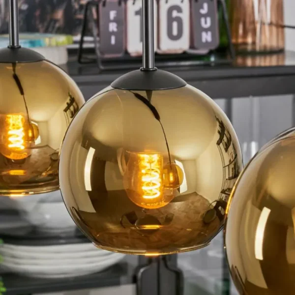 hofstein Koyoto Suspension, Boule lumineuse, Suspension Or, 3 lumières* Lampes En Verre