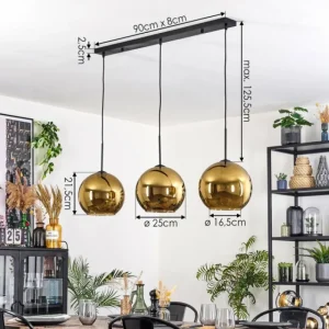 hofstein Koyoto Suspension, Boule lumineuse, Suspension Noir, 3 lumières* Lampes En Verre