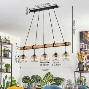 hofstein Koyoto Suspension, Boule lumineuse, Suspension Écru, Noir, 5 lumières* Lampes Modernes