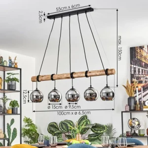 hofstein Koyoto Suspension, Boule lumineuse, Suspension Écru, Noir, 5 lumières* Lampes Modernes