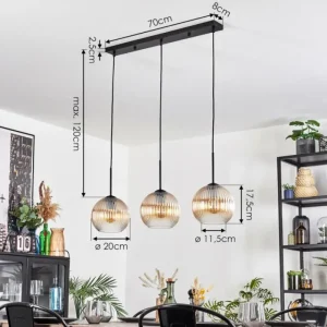 hofstein Koyoto Suspension, Boule lumineuse, Suspension Ambre, Clair, 3 lumières* Lampes Modernes