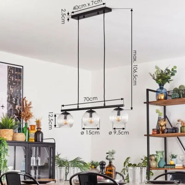 hofstein Koyoto Suspension, Boule lumineuse, Suspension Clair, 3 lumières* Lampes Modernes