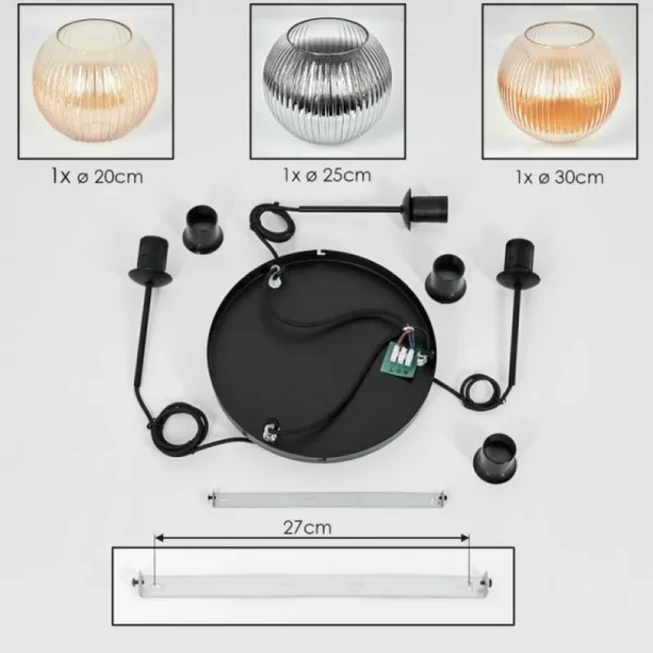 hofstein Koyoto Suspension, Boule lumineuse, Suspension, Suspension grappe Noir, 3 lumières* Lampes Modernes