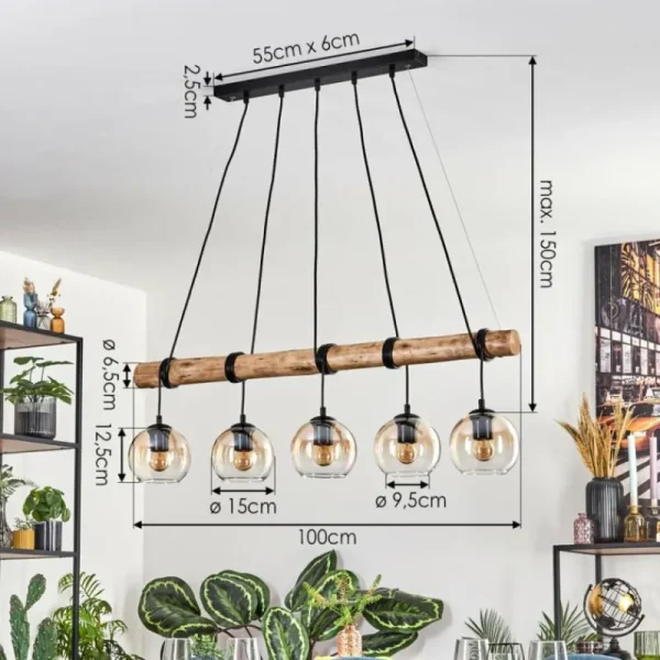 hofstein Koyoto Suspension, Boule lumineuse, Suspension Écru, Noir, 5 lumières* Lampes Modernes