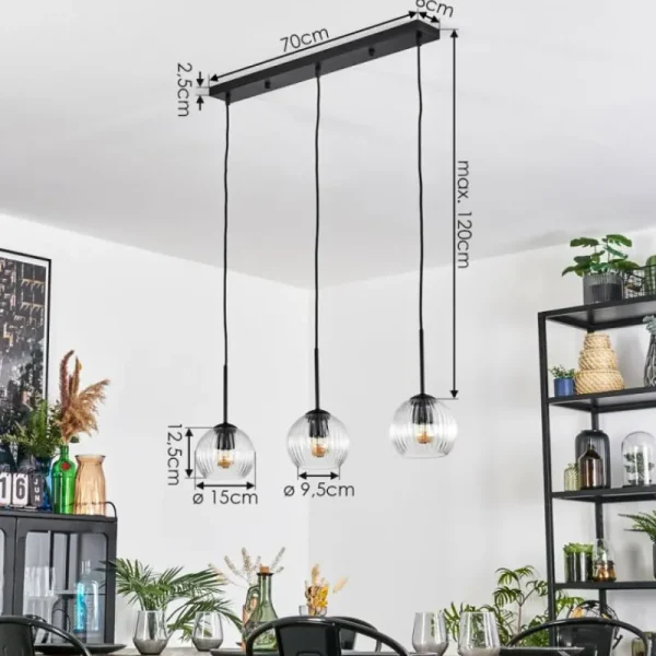 hofstein Koyoto Suspension, Boule lumineuse, Suspension Clair, 3 lumières* Lampes Modernes