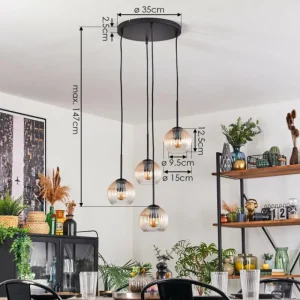hofstein Koyoto Suspension, Boule lumineuse, Suspension Ambre, Clair, 4 lumières* Lampes Modernes