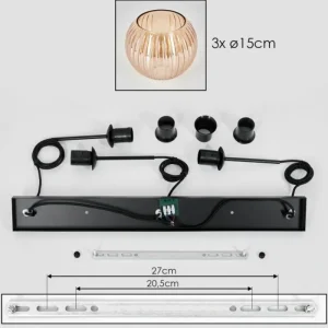 hofstein Koyoto Suspension, Boule lumineuse, Suspension Ambre, 3 lumières* Lampes Modernes