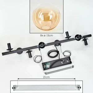hofstein Koyoto Suspension, Boule lumineuse, Suspension Ambre, Clair, 8 lumières* Lampes En Verre
