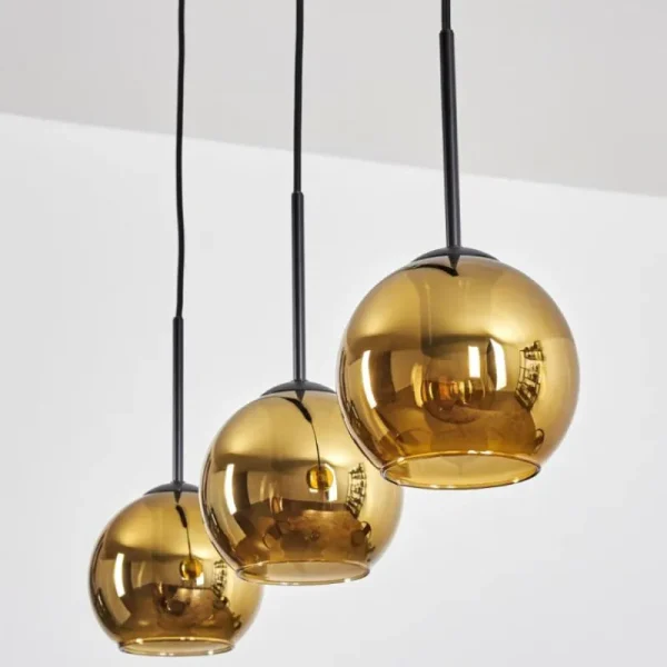 hofstein Koyoto Suspension, Boule lumineuse, Suspension Or, 3 lumières* Lampes En Verre