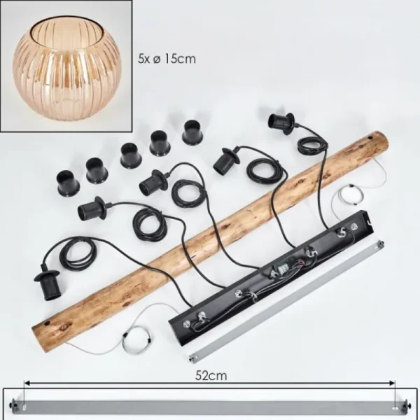 hofstein Koyoto Suspension, Boule lumineuse, Suspension Écru, Noir, 5 lumières* Lampes Modernes