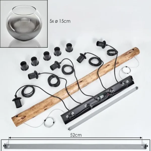 hofstein Koyoto Suspension, Boule lumineuse, Suspension Écru, Noir, 5 lumières* Lampes Modernes