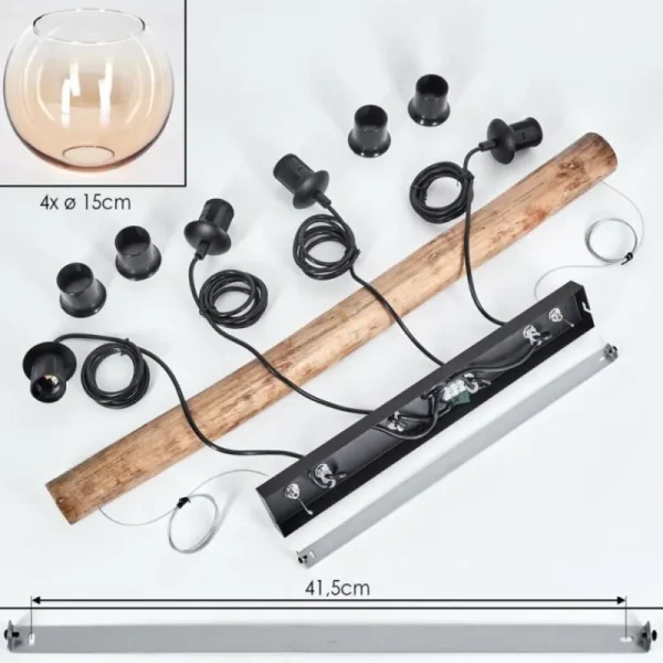 hofstein Koyoto Suspension, Boule lumineuse, Suspension Écru, Noir, 4 lumières* Lampes Modernes