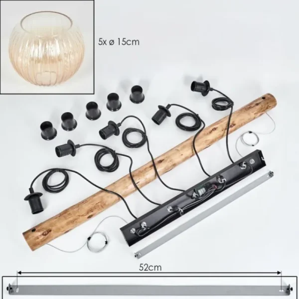 hofstein Koyoto Suspension, Boule lumineuse, Suspension Écru, Noir, 5 lumières* Lampes Modernes