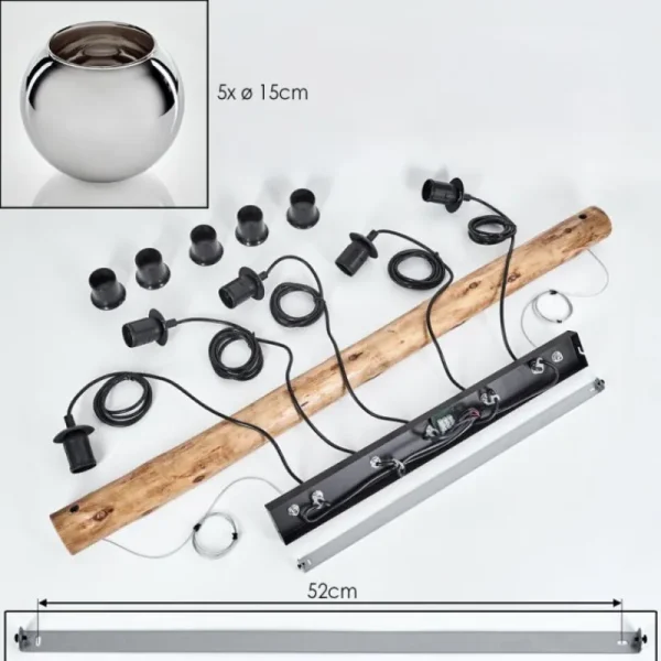hofstein Koyoto Suspension, Boule lumineuse, Suspension Écru, Noir, 5 lumières* Lampes Modernes