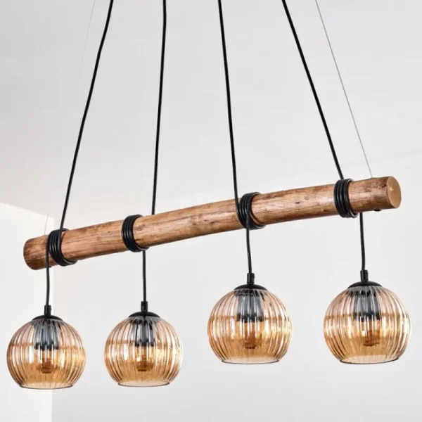 hofstein Koyoto Suspension, Boule lumineuse, Suspension Écru, Noir, 4 lumières* Lampes Modernes