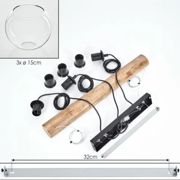 hofstein Koyoto Suspension, Boule lumineuse, Suspension Écru, Noir, 3 lumières* Lampes Modernes