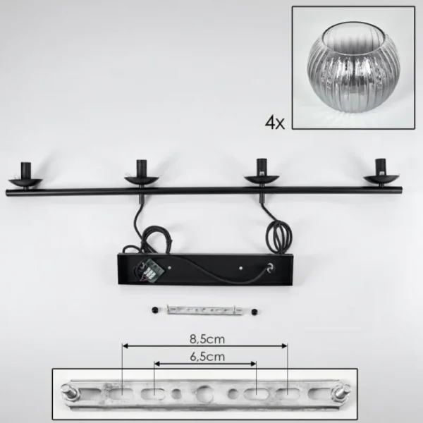 hofstein Koyoto Suspension, Boule lumineuse, Suspension Clair, Fumé, 4 lumières* Lampes Modernes
