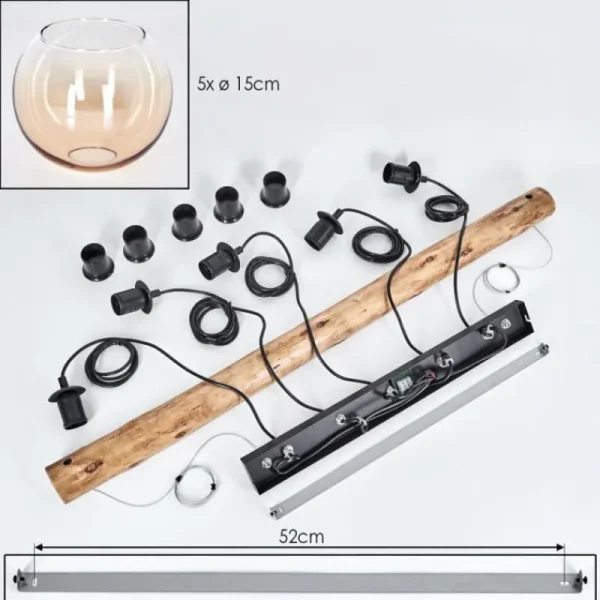hofstein Koyoto Suspension, Boule lumineuse, Suspension Écru, Noir, 5 lumières* Lampes Modernes
