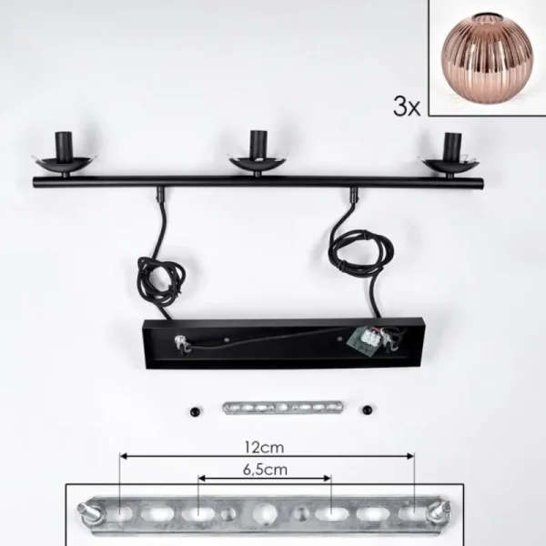 hofstein Koyoto Suspension, Boule lumineuse, Suspension Cuivré, 3 lumières* Lampes Modernes