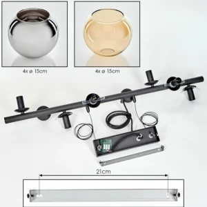 hofstein Koyoto Suspension, Boule lumineuse, Suspension Ambre, Chrome, Fumé, 8 lumières* Lampes Modernes