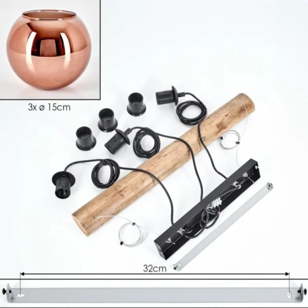 hofstein Koyoto Suspension, Boule lumineuse, Suspension Écru, Noir, 3 lumières* Lampes Modernes