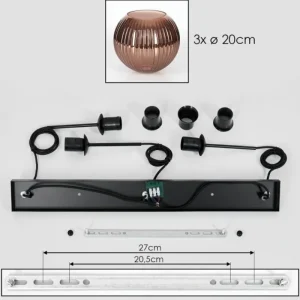 hofstein Koyoto Suspension, Boule lumineuse, Suspension Cuivré, 3 lumières* Lampes Modernes
