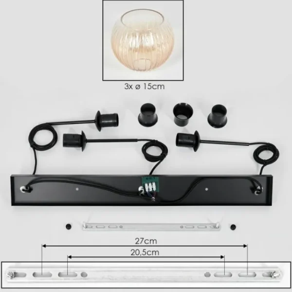 hofstein Koyoto Suspension, Boule lumineuse, Suspension Ambre, Clair, 3 lumières* Lampes Modernes