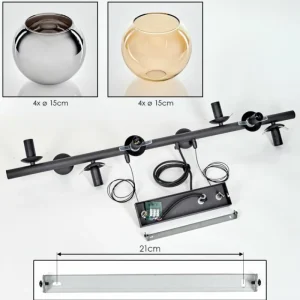hofstein Koyoto Suspension, Boule lumineuse, Suspension Ambre, Chrome, Fumé, 8 lumières* Lampes Modernes