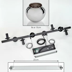 hofstein Koyoto Suspension, Boule lumineuse, Suspension Chrome, Fumé, 8 lumières* Lampes Modernes