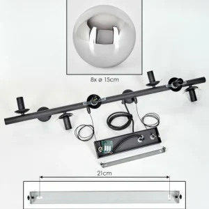 hofstein Koyoto Suspension, Boule lumineuse, Suspension Chrome, Fumé, 8 lumières* Lampes Modernes