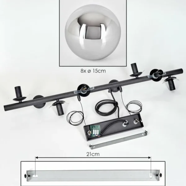 hofstein Koyoto Suspension, Boule lumineuse, Suspension Chrome, Fumé, 8 lumières* Lampes Modernes