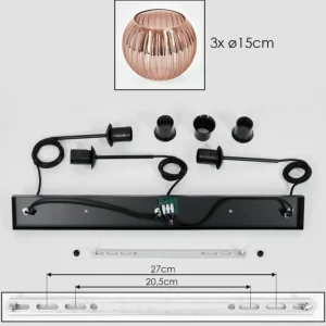 hofstein Koyoto Suspension, Boule lumineuse, Suspension Cuivré, 3 lumières* Lampes Modernes