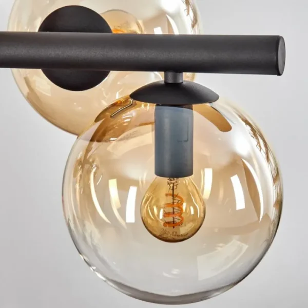 hofstein Koyoto Suspension, Boule lumineuse, Suspension Ambre, Clair, 8 lumières* Lampes En Verre
