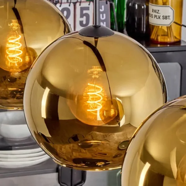 hofstein Koyoto Suspension, Boule lumineuse, Suspension Noir, 3 lumières* Lampes En Verre