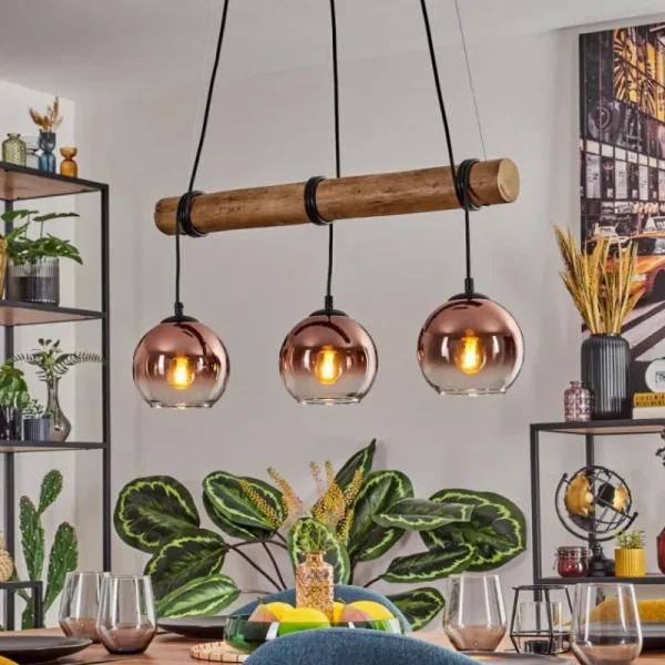 hofstein Koyoto Suspension, Boule lumineuse, Suspension Écru, Noir, 3 lumières* Lampes Modernes