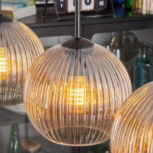 hofstein Koyoto Suspension, Boule lumineuse, Suspension Ambre, Clair, 3 lumières* Lampes Modernes