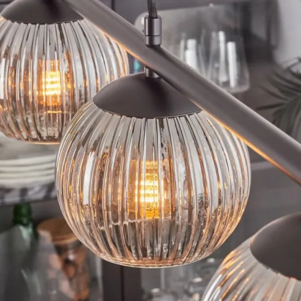 hofstein Koyoto Suspension, Boule lumineuse, Suspension Clair, Fumé, 4 lumières* Lampes Modernes