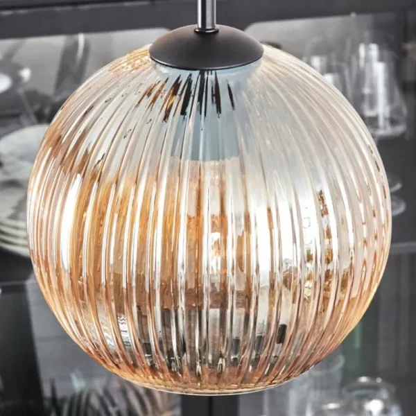 hofstein Koyoto Suspension, Boule lumineuse 35 cm Ambre, 4 lumières* Lampes Modernes
